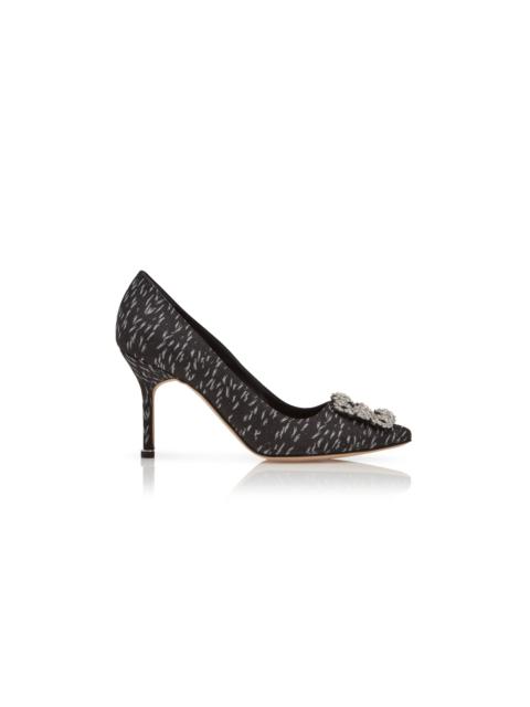 Manolo Blahnik Black Jacquard Jewel Buckle Pumps