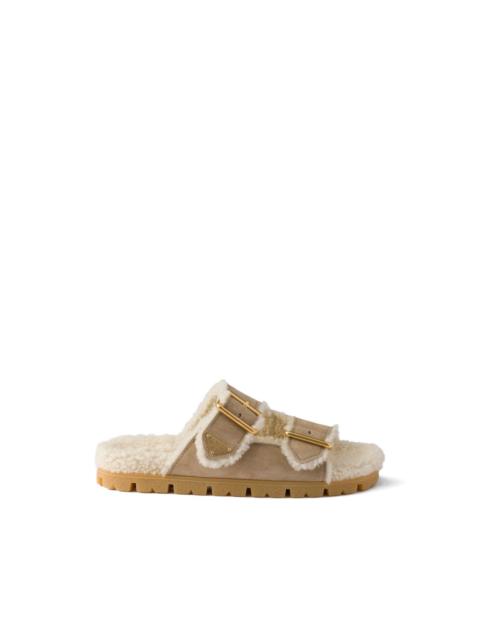 Prada shearling slides