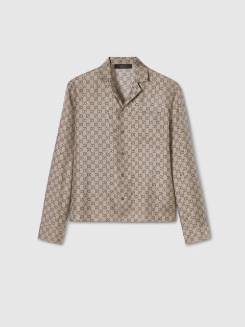 GUCCI Printed silk twill bowling shirt
