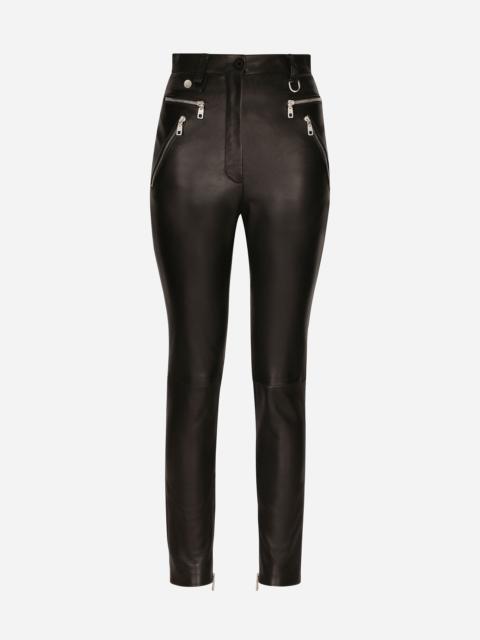 Dolce & Gabbana Faux leather jeans with zipper