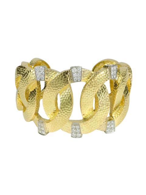 DAVID WEBB Diamond Hammered Athena Cuff Bracelet