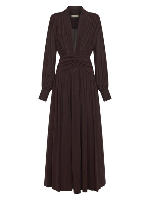 NICHOLAS Women's Jocelyn Deep Plunge Long-Sleeve Maxi Dress - Cacao