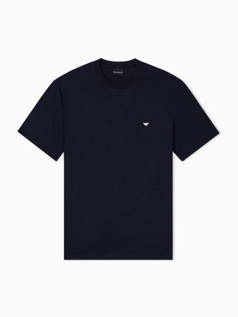 EMPORIO ARMANI LYOCELL-BLEND JERSEY T-SHIRT WITH EMBOSSED EAGLE EMBROIDERY