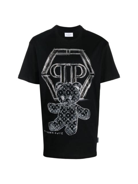 Teddy Bear rhinestone-logo T-shirt