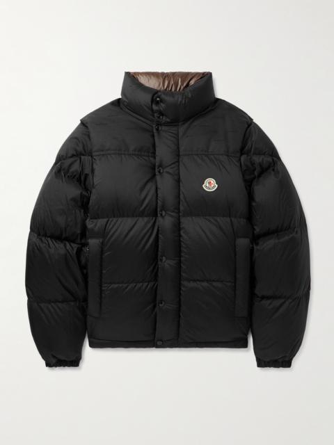Moncler Reversible Convertible Canvas-Trimmed Quilted Shell Down Jacket