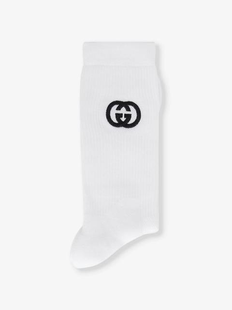 GUCCI Brand-embroidered crew-length cotton-blend socks