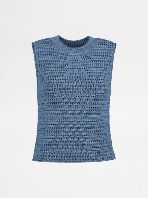 Tod's VEST IN COTTON - BLUE