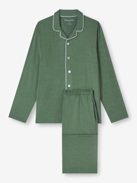 Derek Rose Men's Pyjamas Basel Micro Modal Stretch Hunter Green