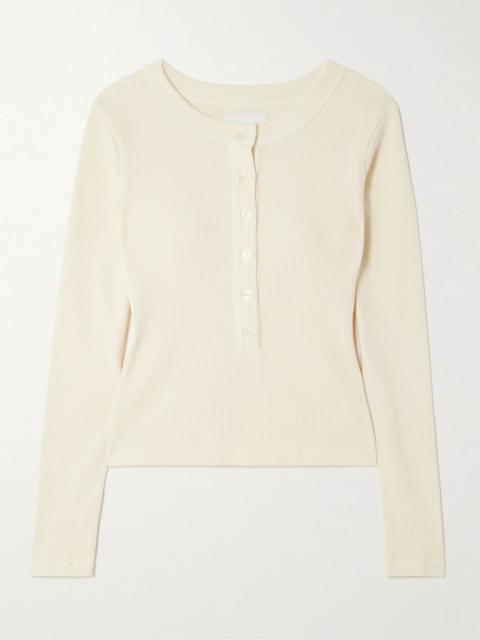 Citizens of Humanity Varra ribbed jersey Henley top Off-white