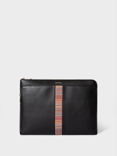 Paul Smith Black Leather 'Signature Stripe' Document Case