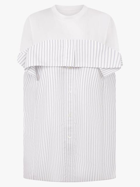 sacai LONG T-SHIRT X STRIPE SHIRT PANEL | WHITE/BLACK