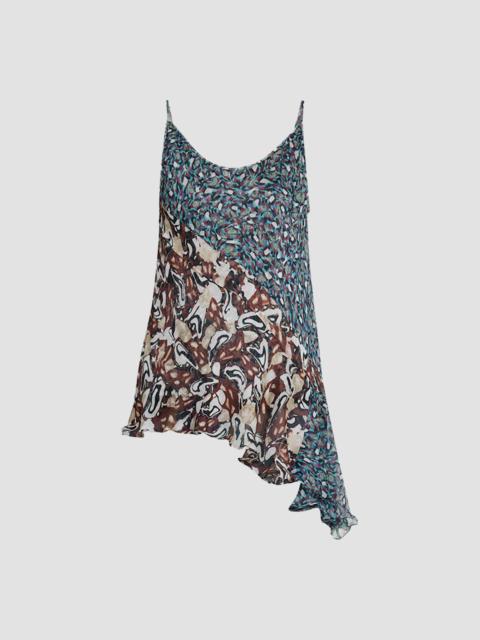 Dries Van Noten Women's Crisanna Printed Silk Asymmetric Top - Petrol