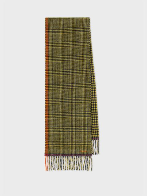 Paul Smith Yellow 'Prince of Wales Check' Wool Scarf
