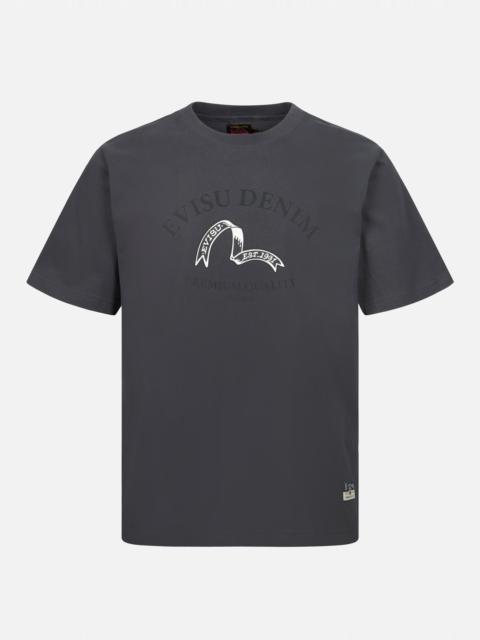 EVISU RIBBON SEAGULL AND LOGO PRINT REGULAR FIT T-SHIRT