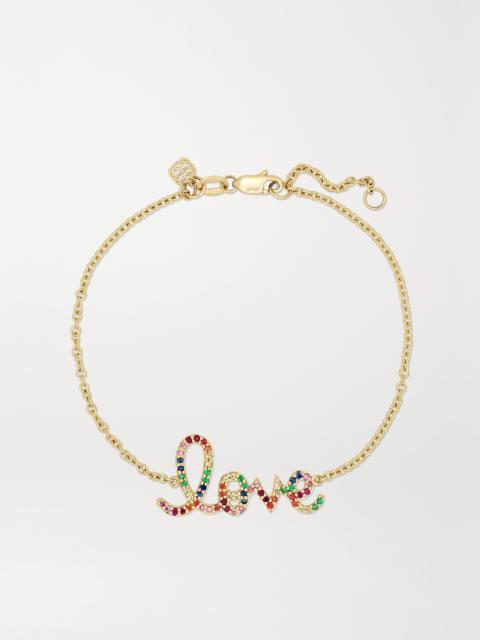 SYDNEY EVAN Medium Love 14-karat Gold Multi-stone Bracelet
