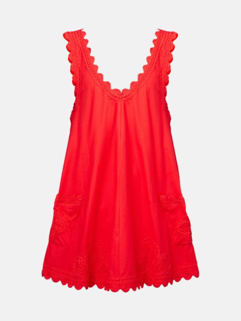 juliet dunn Embroidered cotton poplin minidress