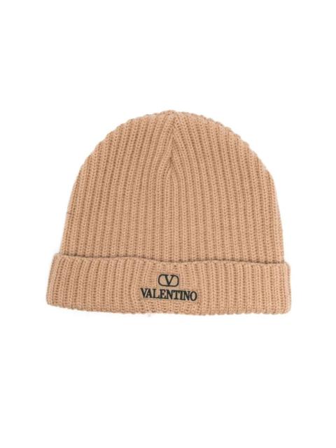 embroidered VLogo ribbed beanie
