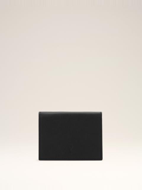 AMI Paris BLACK COWHIDE LEATHER TRIFOLD WALLET WITH AMI DE COEUR