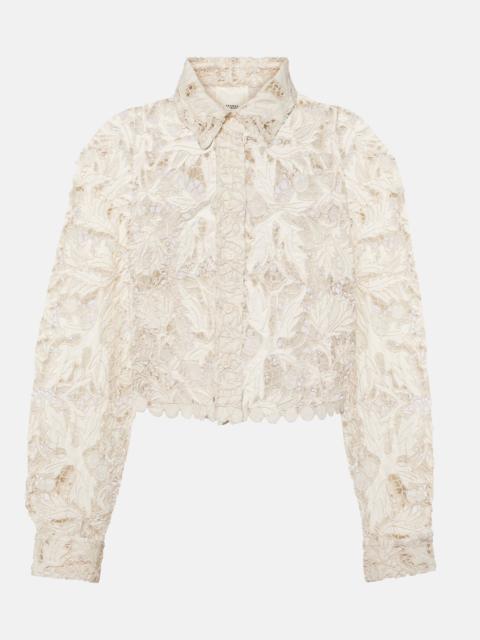 Cropped cotton lace shirt