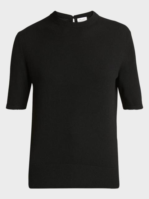 SAINT LAURENT Short-Sleeve Wool Sweater