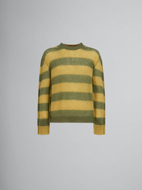 Marni GREEN MOHAIR AND WOOL JUMPER WITH MIXED STRIPES