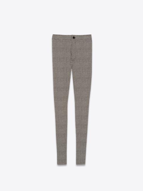 スパッツ・レギンス Saint Laurent slim-fit pants in Prince of Wales jersey Saint Laurent Grey Slim Fit Prince Of Wales Checked Slub