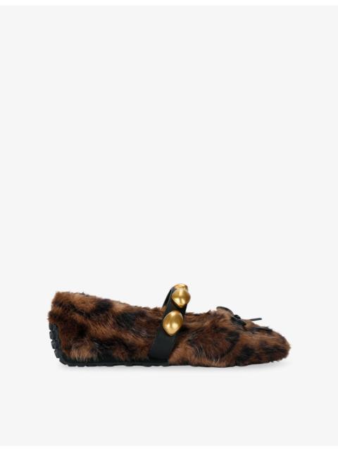 STEVE MADDEN Toasted Faux-Fur Ballet Flats