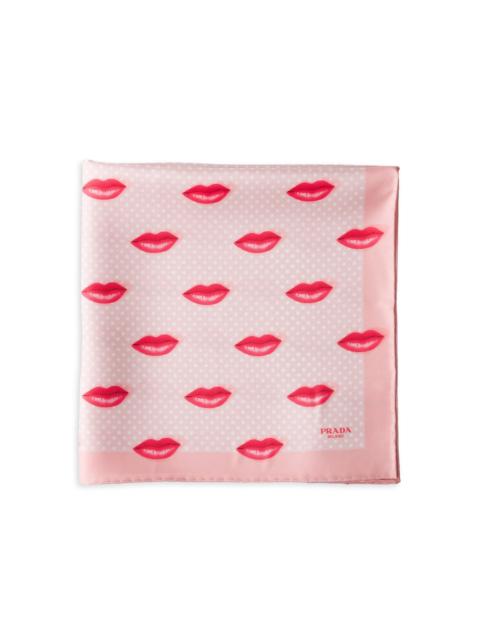Prada Women's Printed Silk Twill Scarf - Pink
