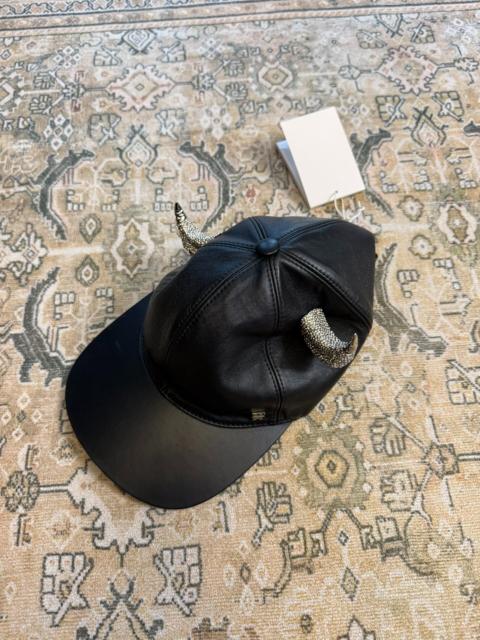 Givenchy Givenchy Black Full Rhinestone Leather Horn Hat
