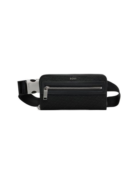 BOSS Black Bonded Leather Belt Bag