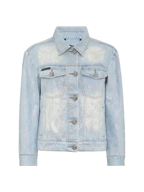 teddy bear-appliquÃ© denim jacket