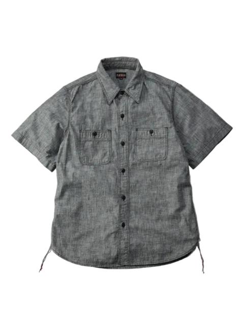 THE FLAT HEAD FN-SCK-010S 5oz S/S Chambray Work Shirt Black