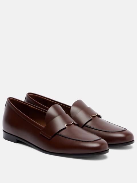 Max Mara Embellished leather penny loafers