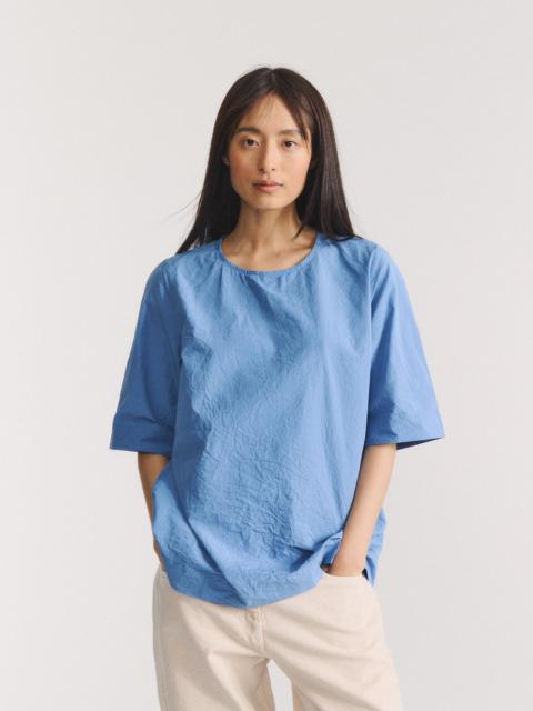 CASEY/CASEY SIMPLE TOP - CHALK POPLIN - L BLUE