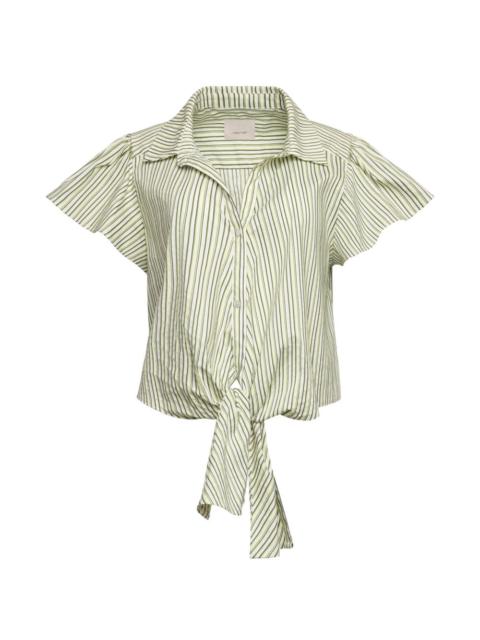 Cinq à Sept striped flutter-sleeve blouse