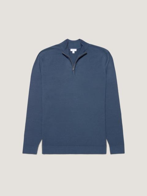 Sunspel Extra‑Fine Merino Half Zip Jumper