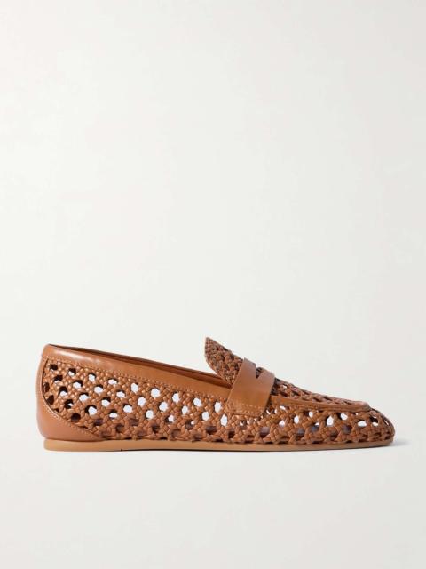 Stuart Weitzman Thea woven leather loafers Tan