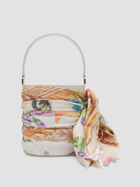 FERRAGAMO Women's Scarf-Wrapped Mini Leather Bucket Bag - Floreale