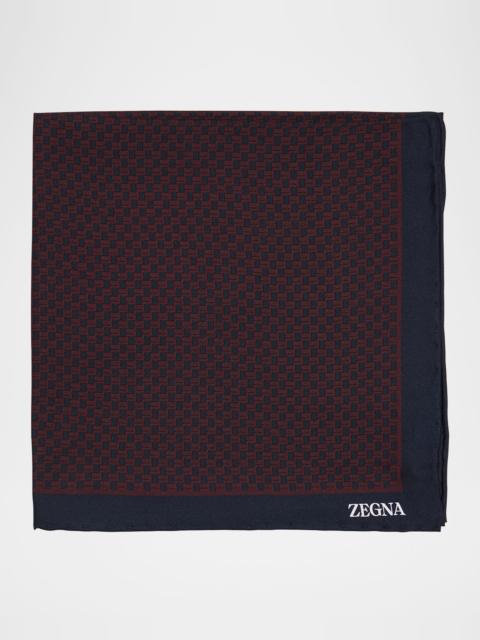 ZEGNA Men's Mini Geometric Silk Pocket Square
