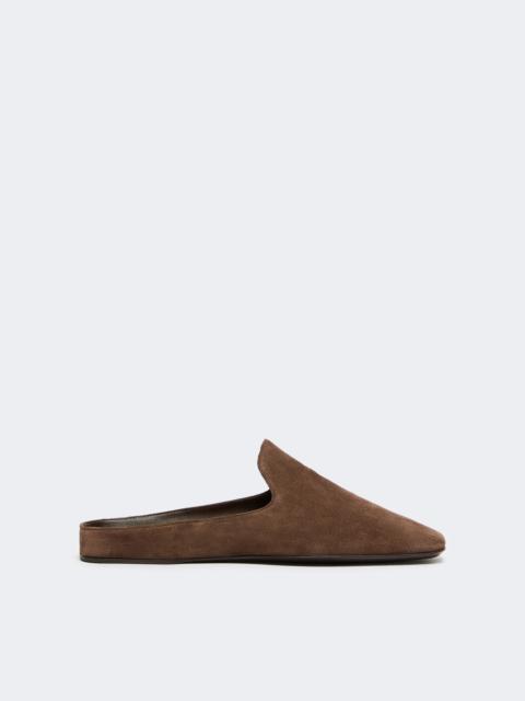 Max Mara TESSILE Split-leather mules - DARK BROWN