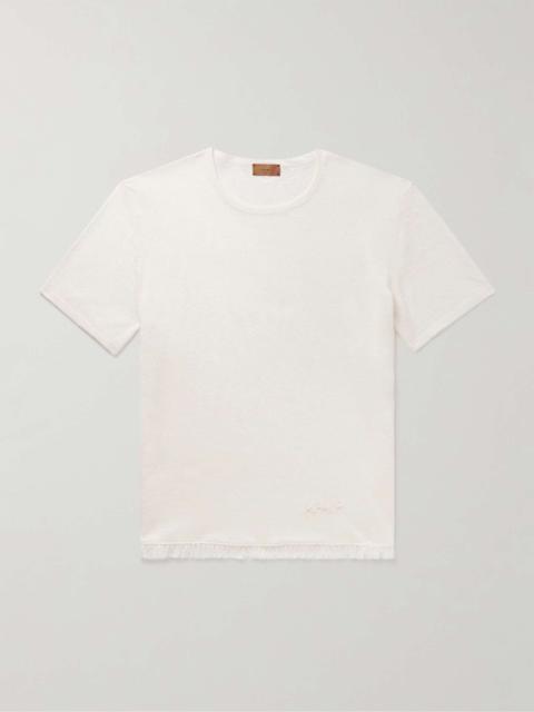 Alanui Logo-Embroidered Fringed Linen-Jersey T-Shirt