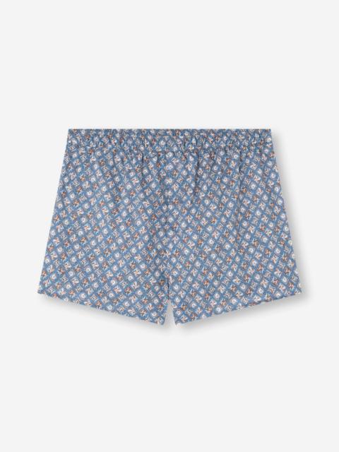 Derek Rose Men's Modern Fit Boxers Cotton Batiste Blue Multicolor Diamond Print