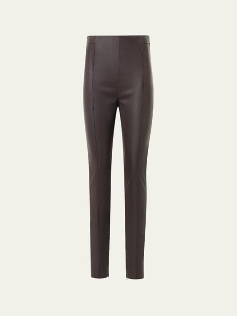 AKRIS Flame Leather Skinny-Leg Ankle Pants