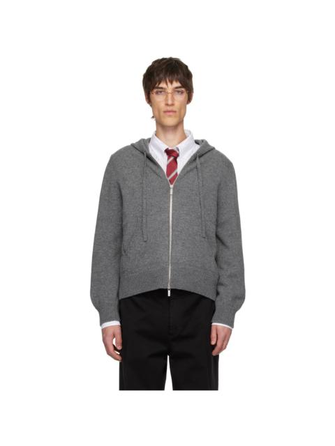 Thom Browne Gray Geese Intarsia Merino Wool Hoodie