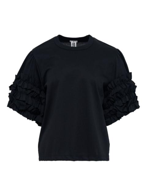 Noir Kei Ninomiya Ponte ruffled cotton T-shirt