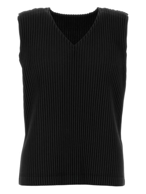 pleated V-neck tank top