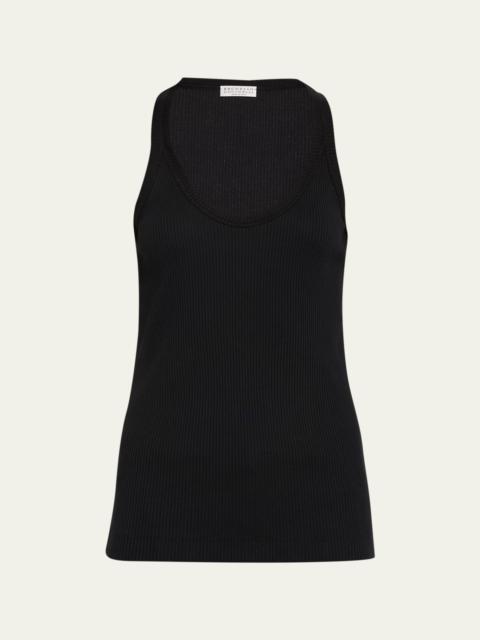 Ribbed Scoop-Neck Tank Top