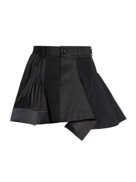 sacai Women's Mixed-Media Pleated Miniskirt - Black