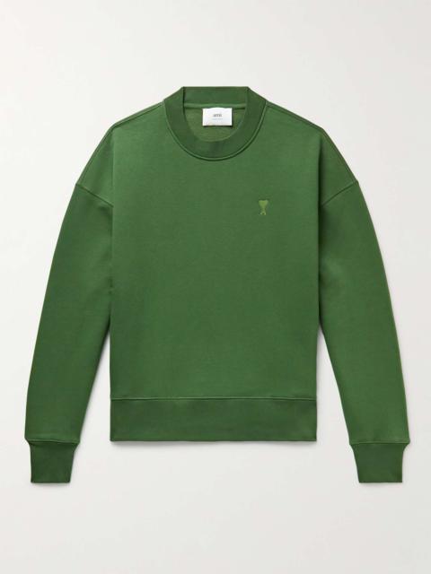 AMI Paris Logo-Embroidered Organic Cotton-Blend Jersey Sweatshirt