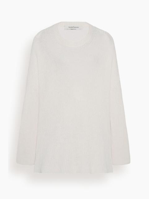 Another Tomorrow Draped Crew Knit in Off White